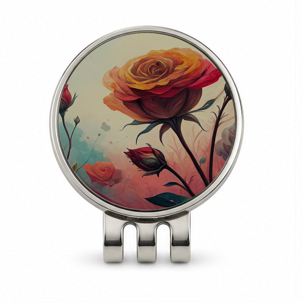 Abstract Roses Flowers Golf Hat Clip with Ball Marker