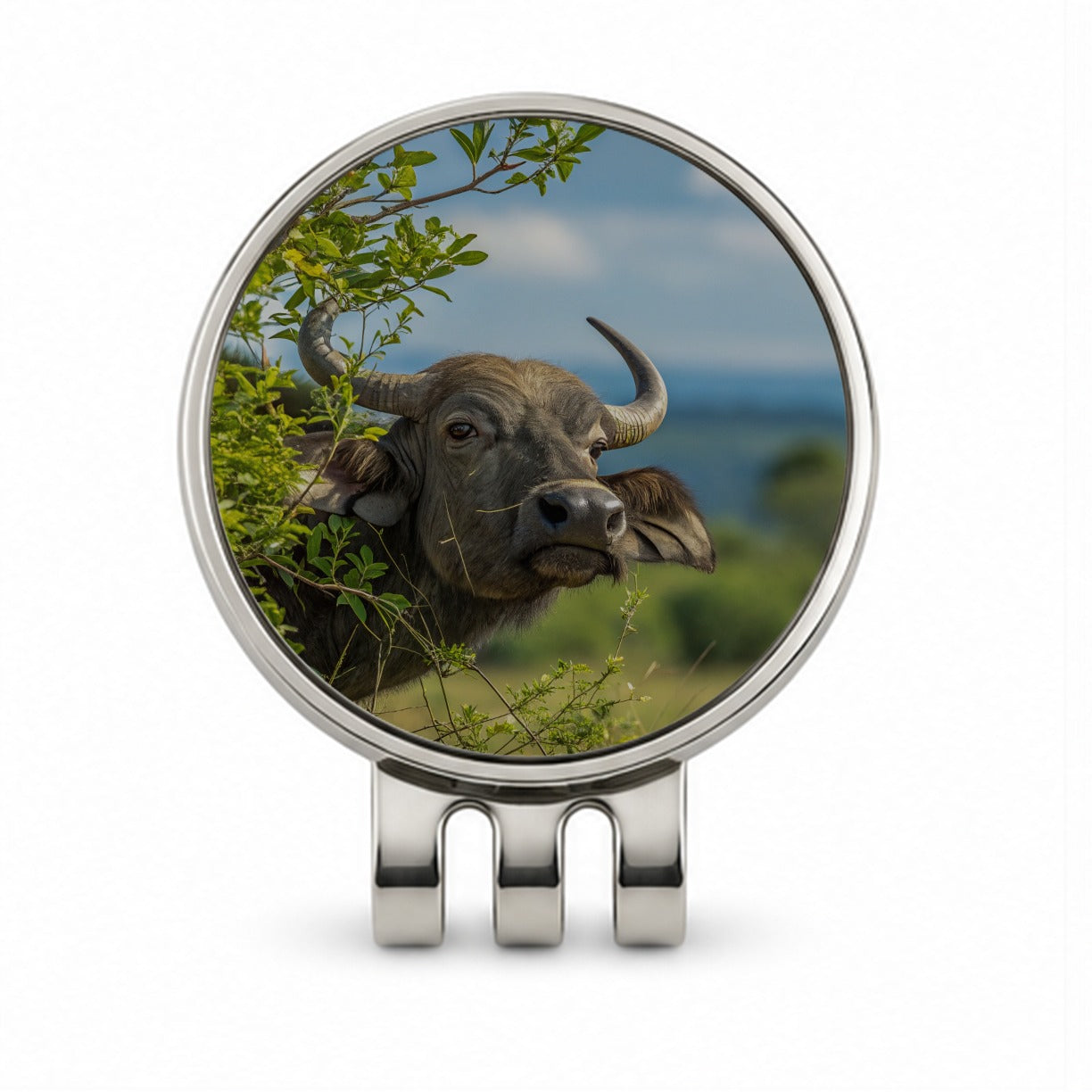 African Buffalo Safari Wildlife Golf Hat Clip with Ball Marker