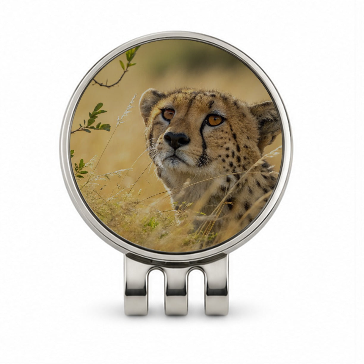 African Cheetah Safari Wildlife Golf Hat Clip with Ball Marker