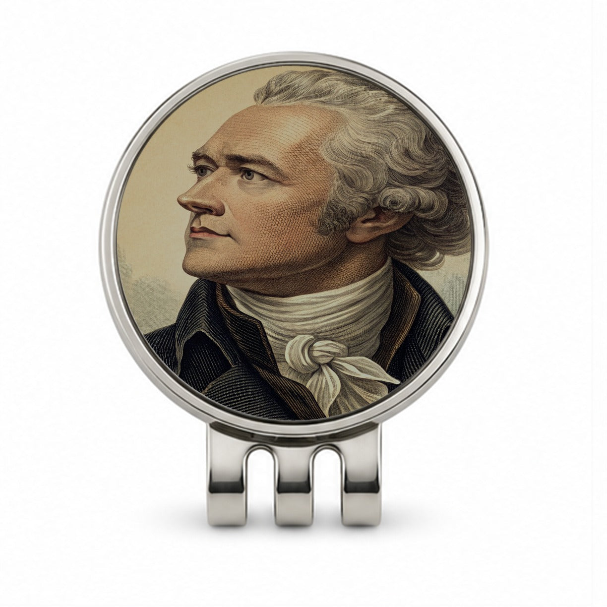 Alexander Hamilton Patriot Art Golf Hat Clip with Ball Marker