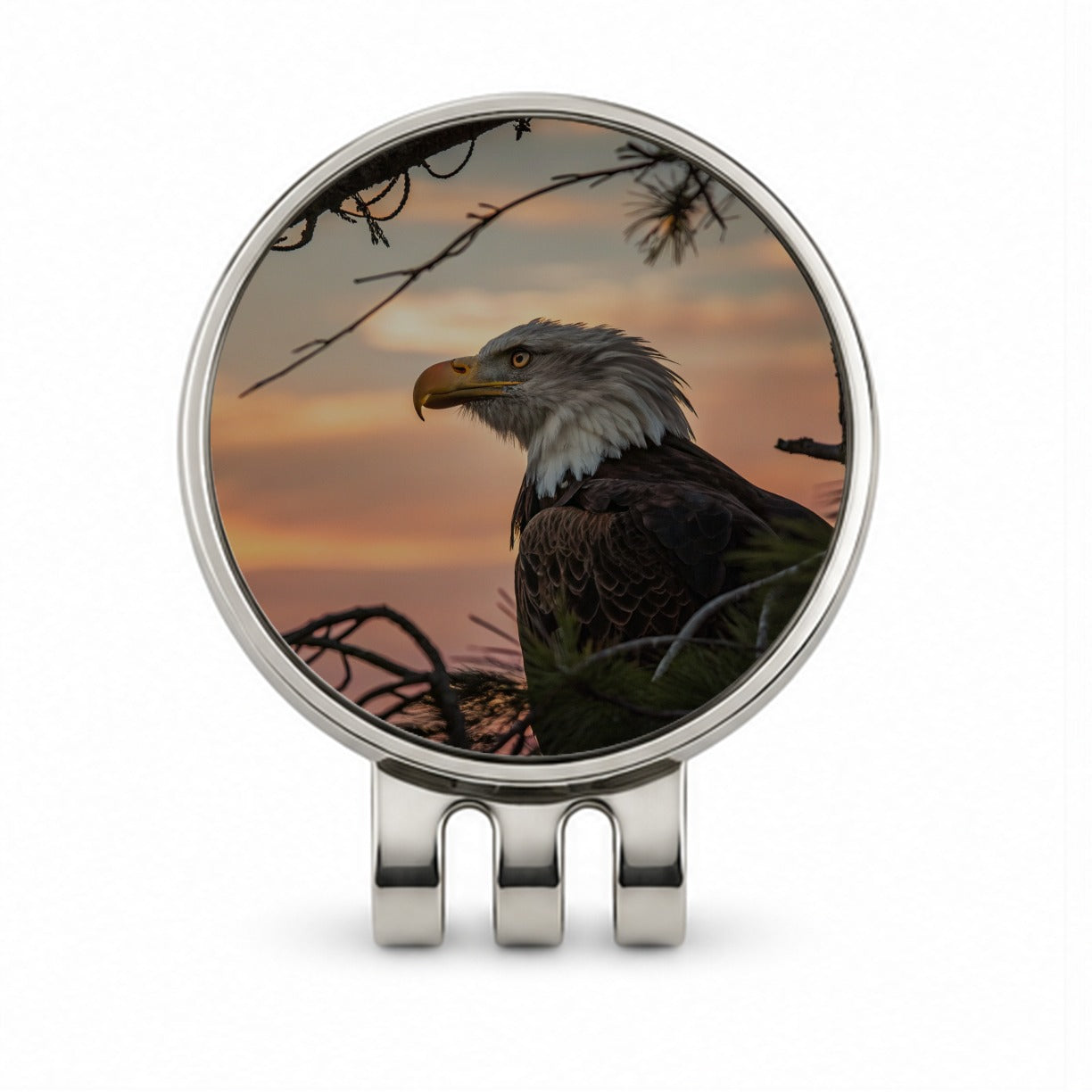 Bald Eagle At Sunset Golf Hat Clip with Ball Marker