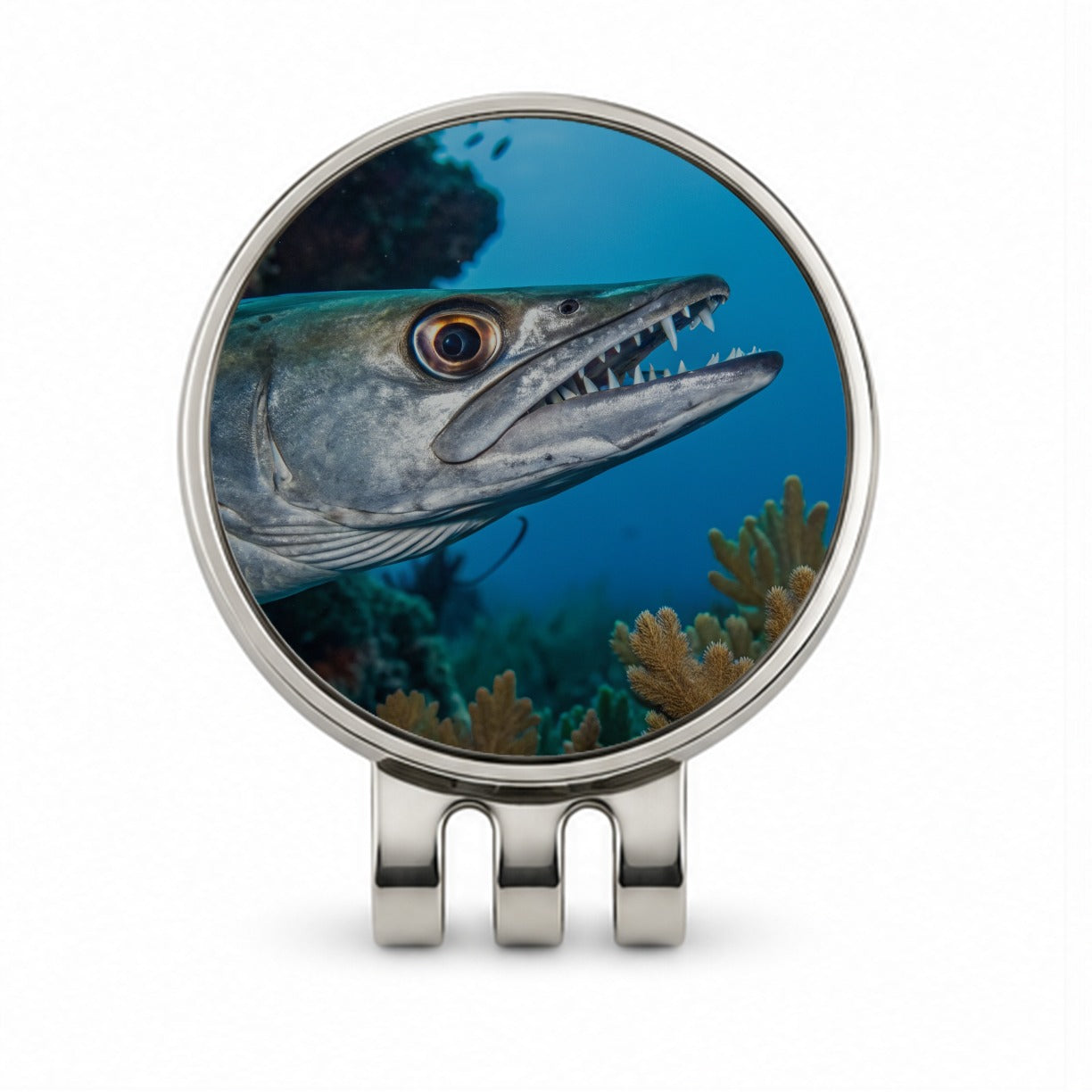 Barracuda Fish Ocean Wildlife Golf Hat Clip with Ball Marker