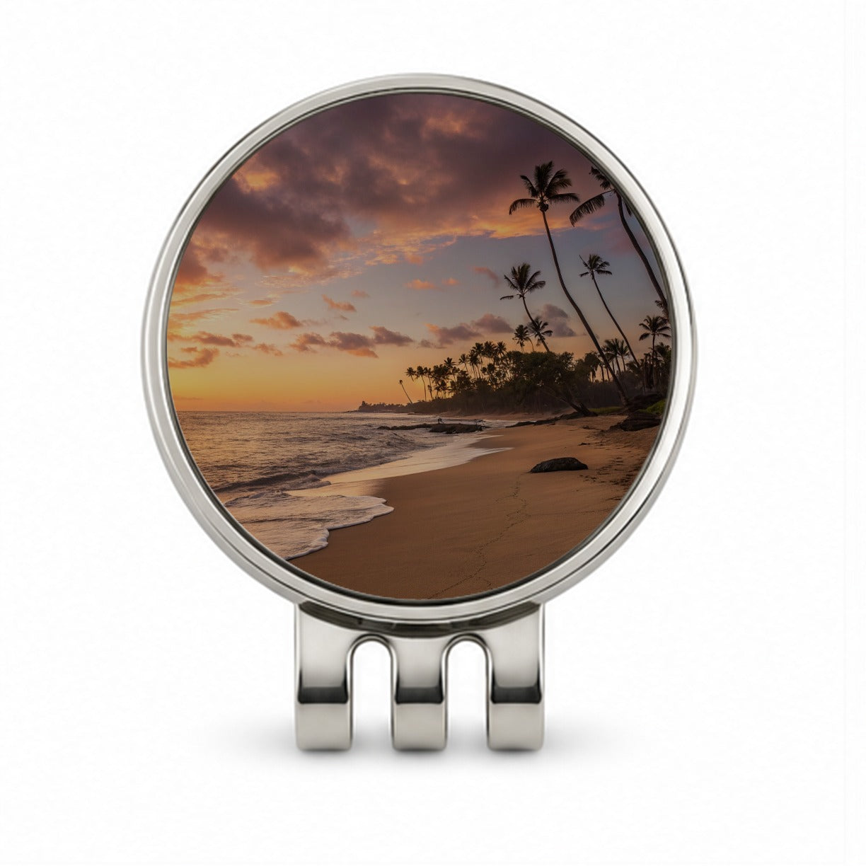 Beach Sunrise Sunset Ocean Tropical Golf Hat Clip with Ball Marker