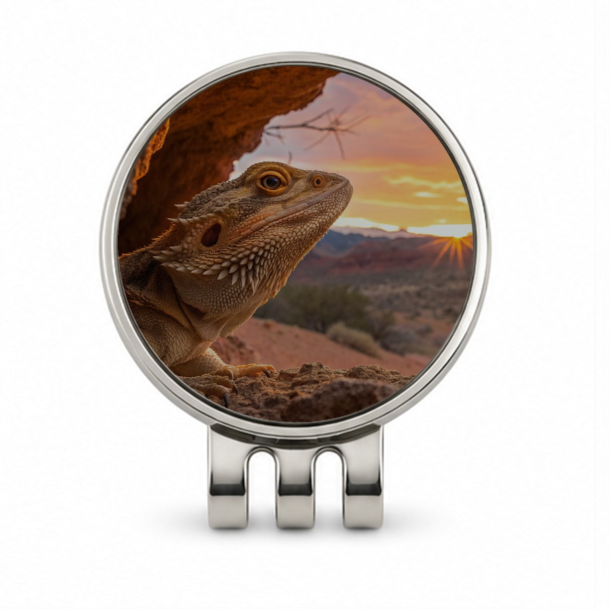 Bearded Dragon At Sunset Golf Hat Clip with Ball Marker