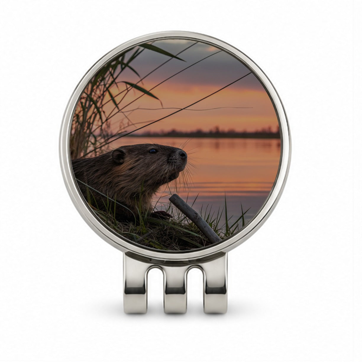 Beaver Pond At Sunset Golf Hat Clip with Ball Marker