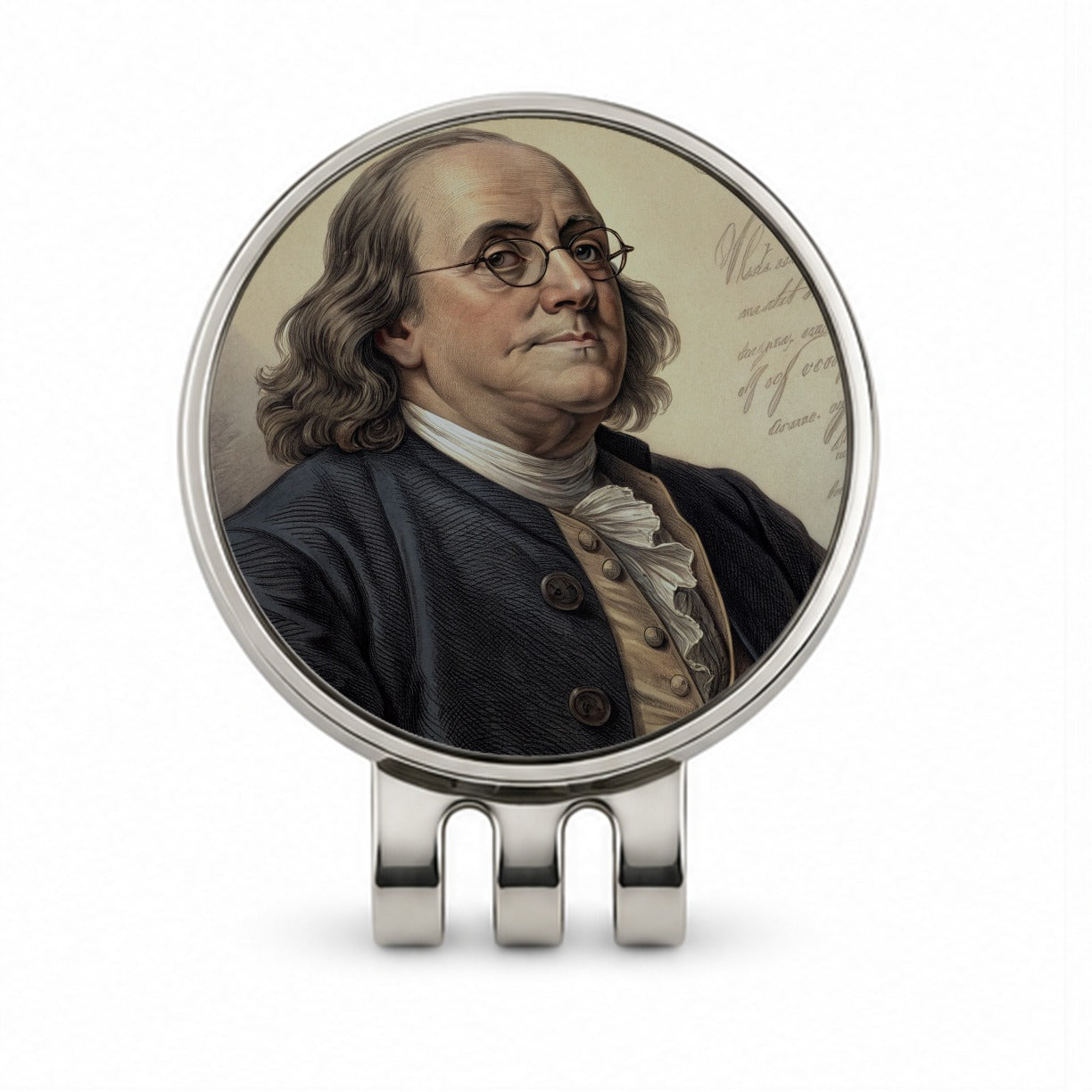 Benjamin Franklin American History Golf Hat Clip with Ball Marker