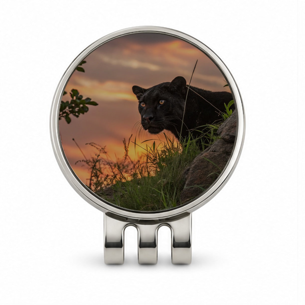 Black Panther At Sunset Golf Hat Clip with Ball Marker