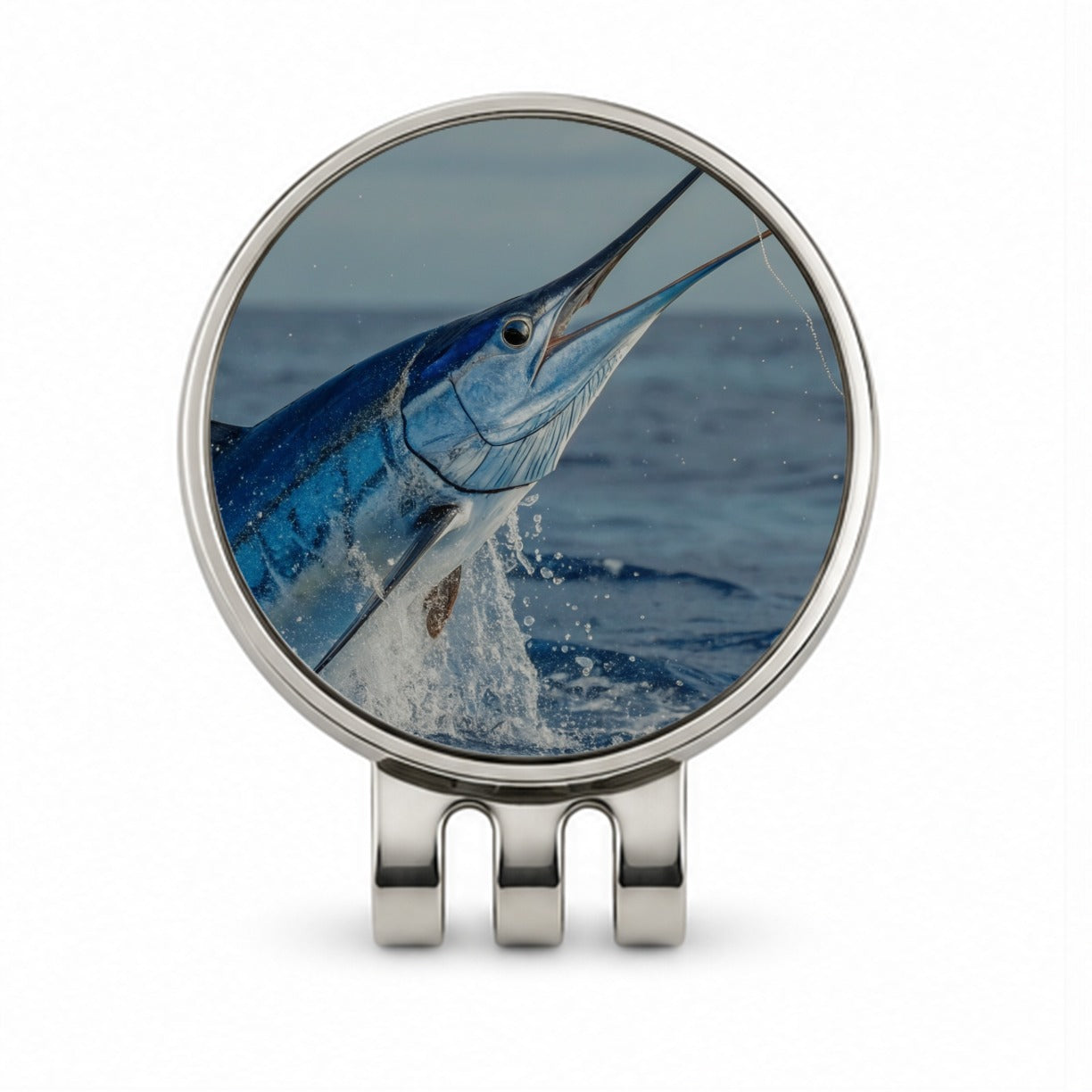 Blue Marlin Deep Sea Fishing Golf Hat Clip with Ball Marker