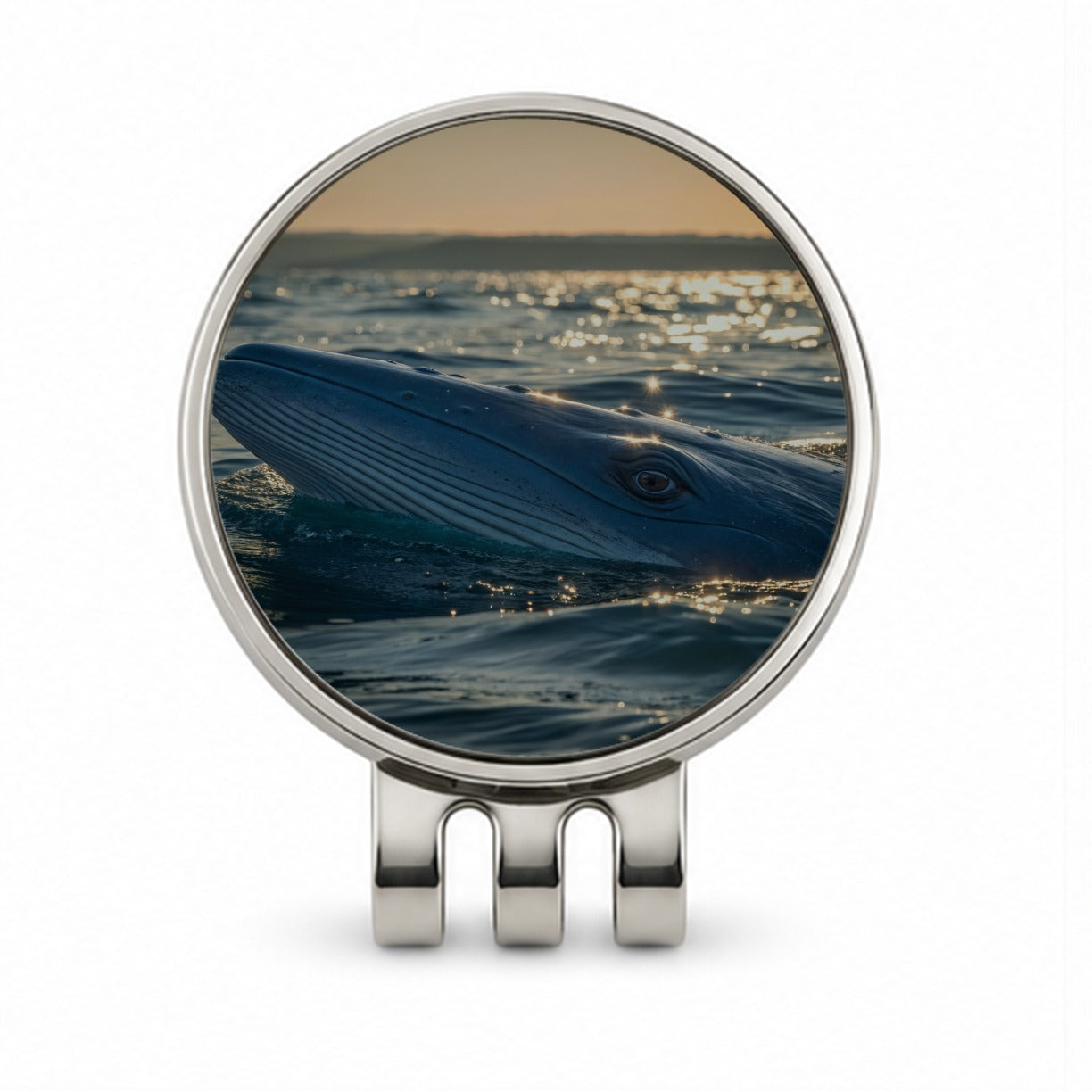 Blue Whale Ocean Wildlife Golf Hat Clip with Ball Marker
