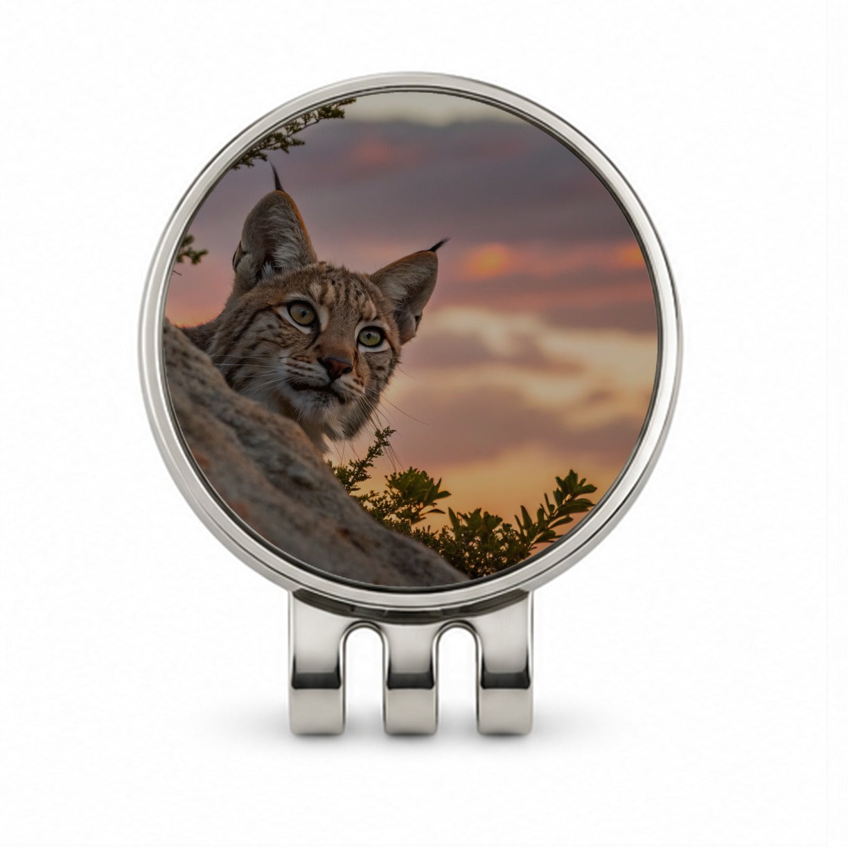 Bobcat At Sunset Golf Hat Clip with Ball Marker