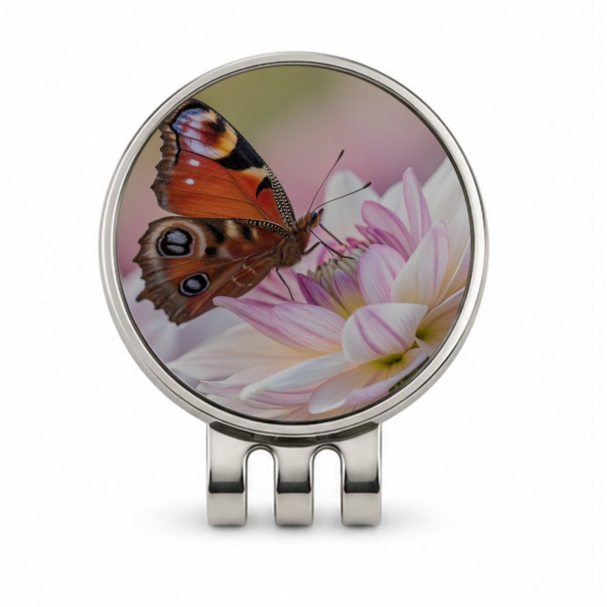 Butterfly Wildflower Garden Scene Golf Hat Clip with Ball Marker