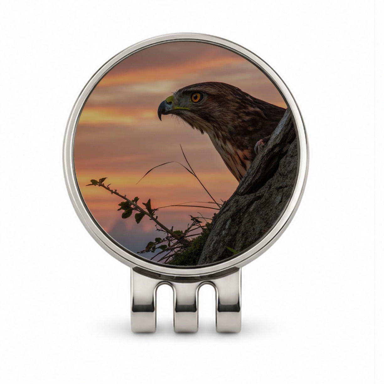 Buzzard Bird At Sunset Golf Hat Clip with Ball Marker