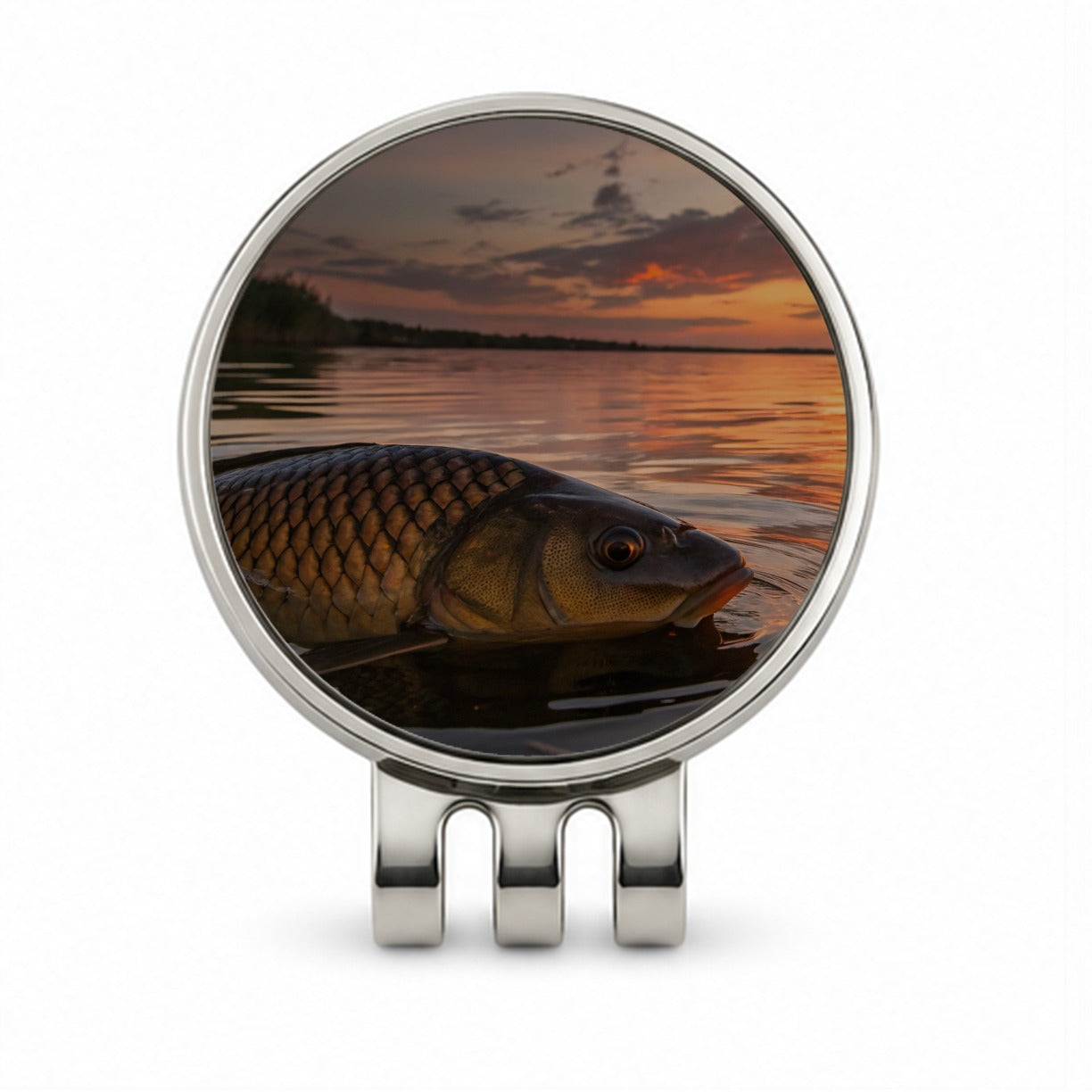 Carp Fishing At Sunset Golf Hat Clip with Ball Marker