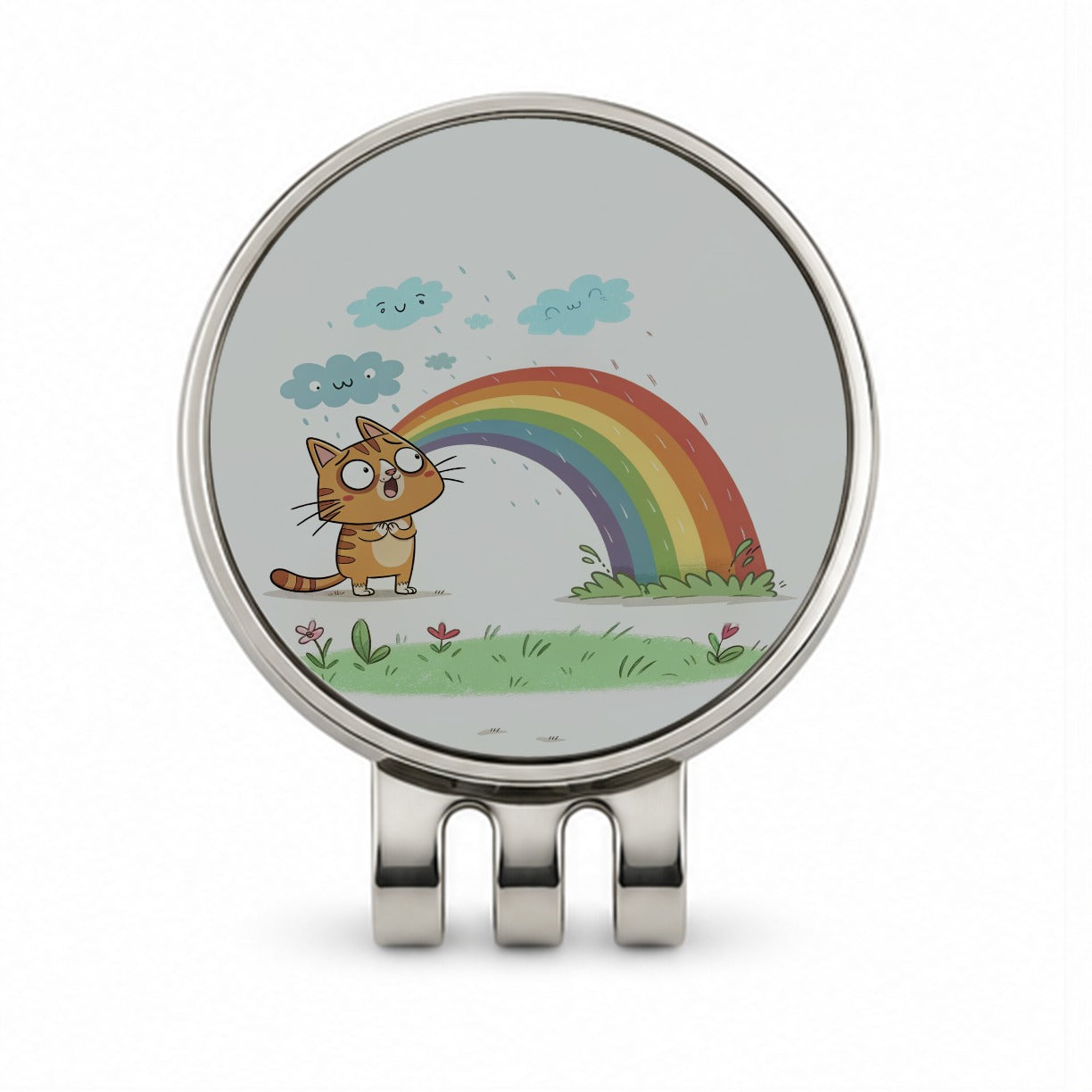 Cat Rainbow Pride Golf Hat Clip with Ball Marker
