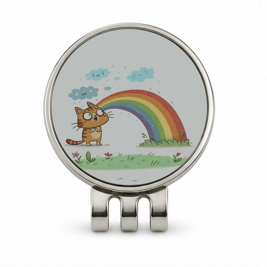 Cat Rainbow Pride Golf Hat Clip with Ball Marker