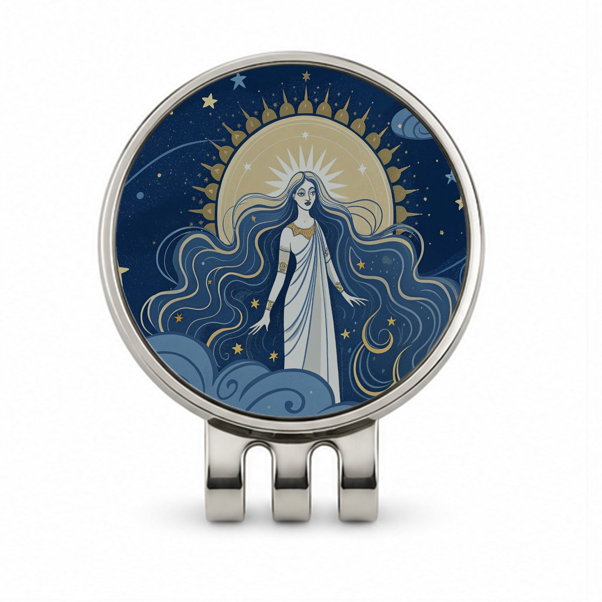 Celestial Moon Goddess Tarot Golf Hat Clip with Ball Marker