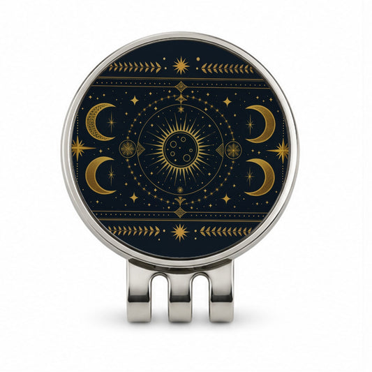 Celestial Mystical Tarot Art Golf Hat Clip with Ball Marker