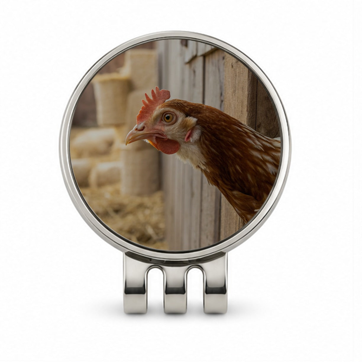 Chicken Barnyard Farm Life Golf Hat Clip with Ball Marker