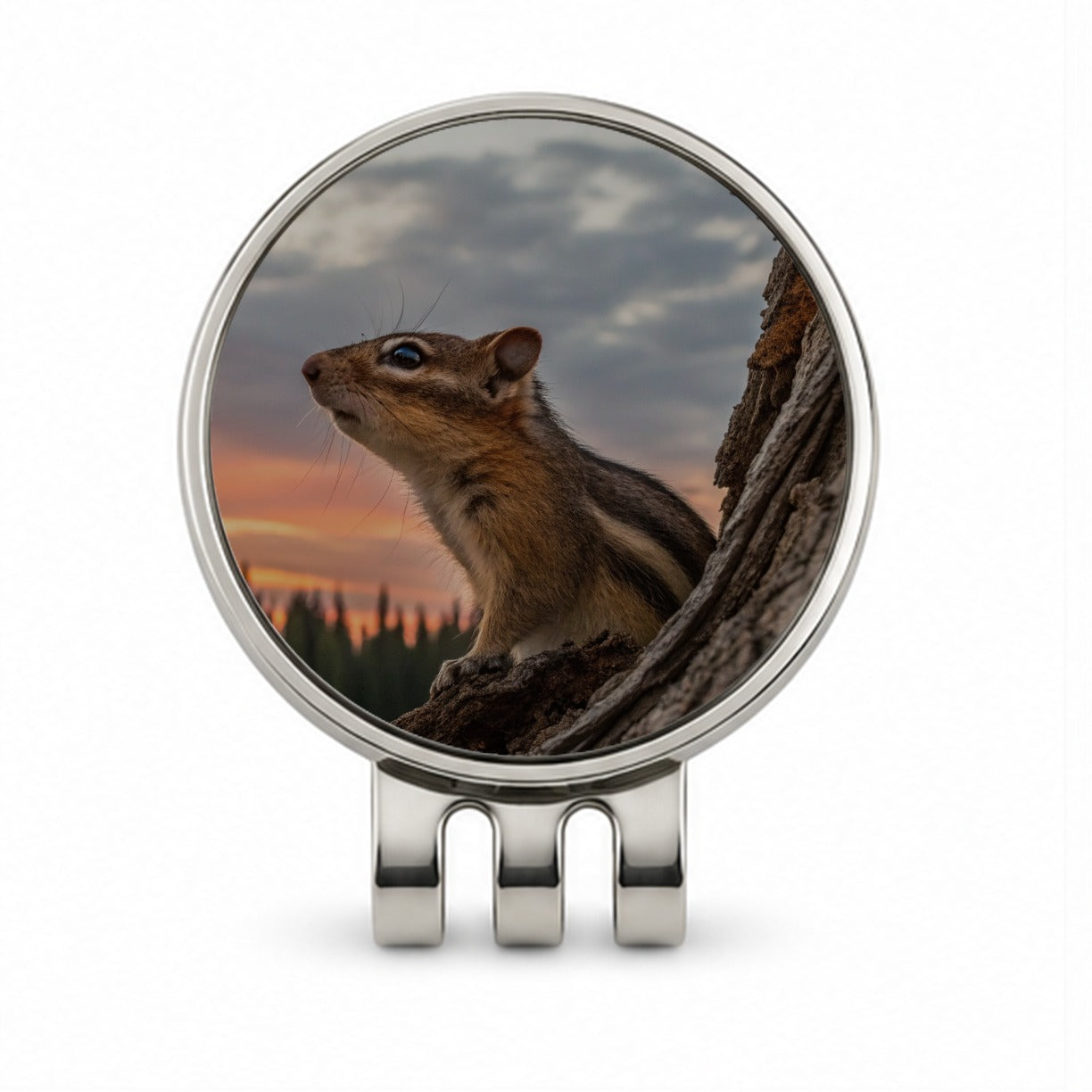 Chipmunk At Sunset Golf Hat Clip with Ball Marker