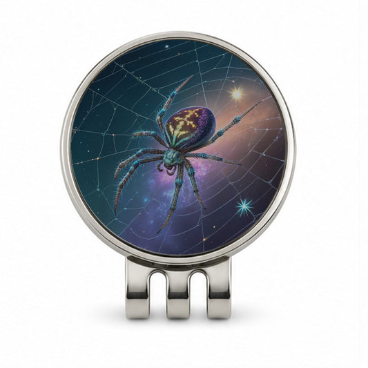 Cosmic Spider Web Halloween Golf Hat Clip with Ball Marker