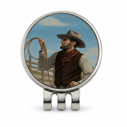 Cowboy Abraham Lincoln Golf Hat Clip with Ball Marker
