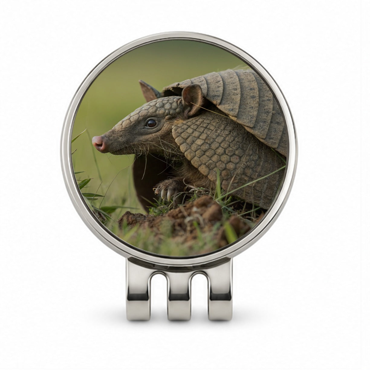 Curious Armadillo Wildlife Nature Golf Hat Clip with Ball Marker