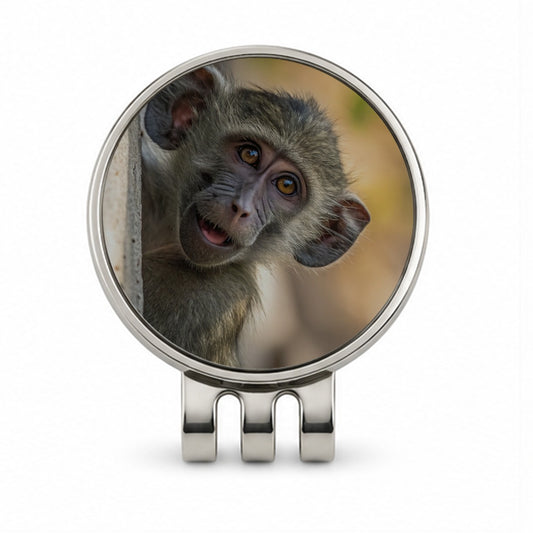 Curious Baboon Wildlife Nature Golf Hat Clip with Ball Marker