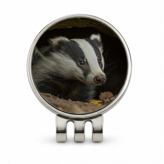 Curious Badger Wildlife Nature Golf Hat Clip with Ball Marker