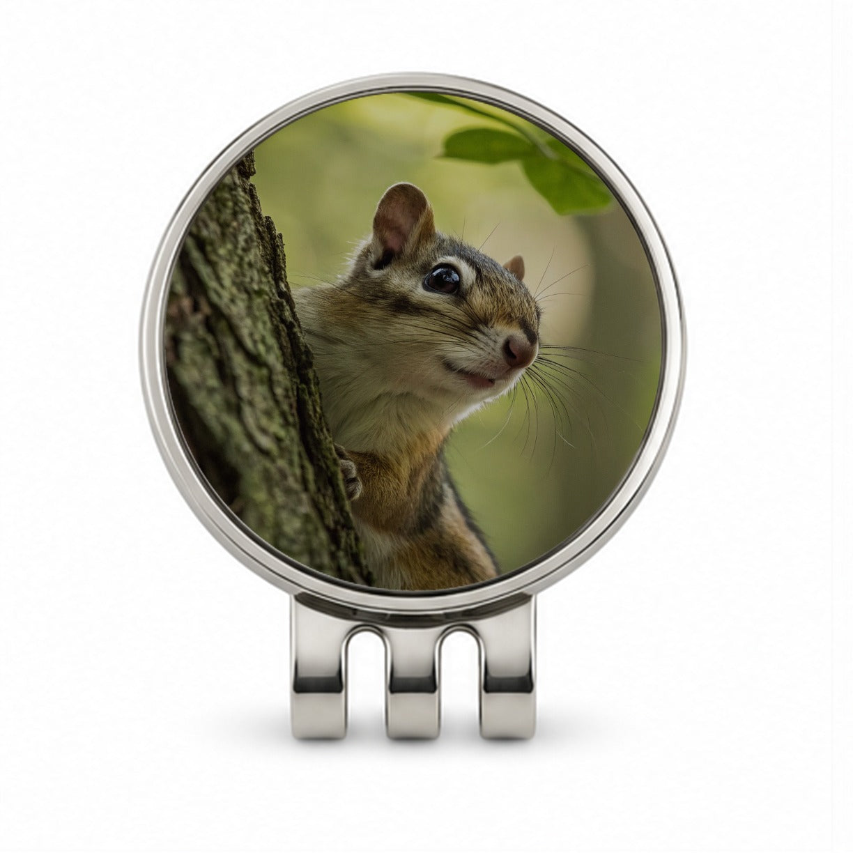 Curious Chipmunk Wildlife Nature Golf Hat Clip with Ball Marker