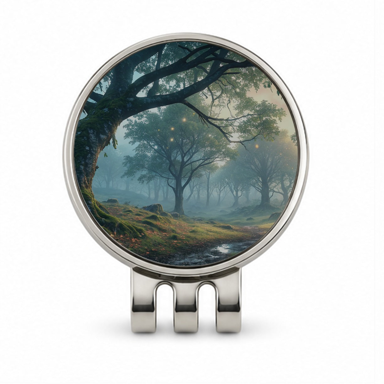 Enchanted Woodland Forest Landscape Golf Hat Clip with Ball Marker