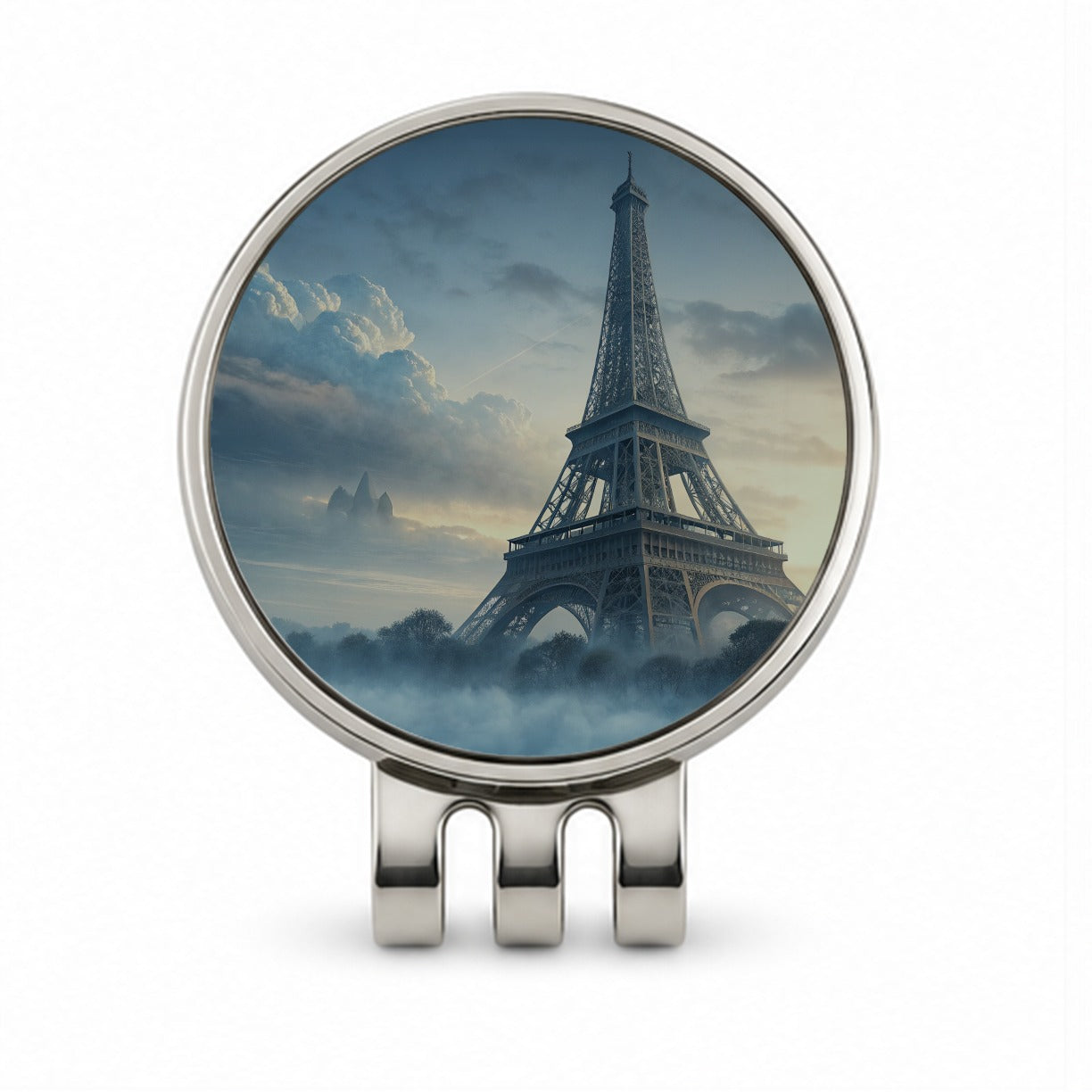 Foggy Eiffel Tower Paris Golf Hat Clip with Ball Marker