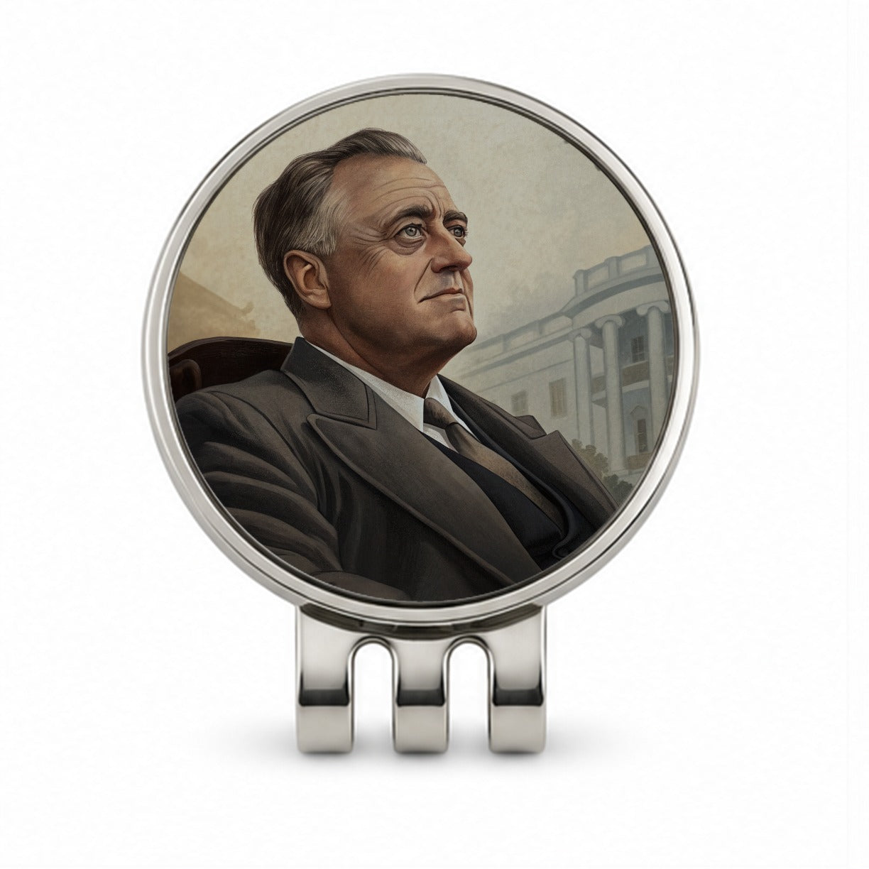 Franklin D Roosevelt American President Golf Hat Clip with Ball Marker