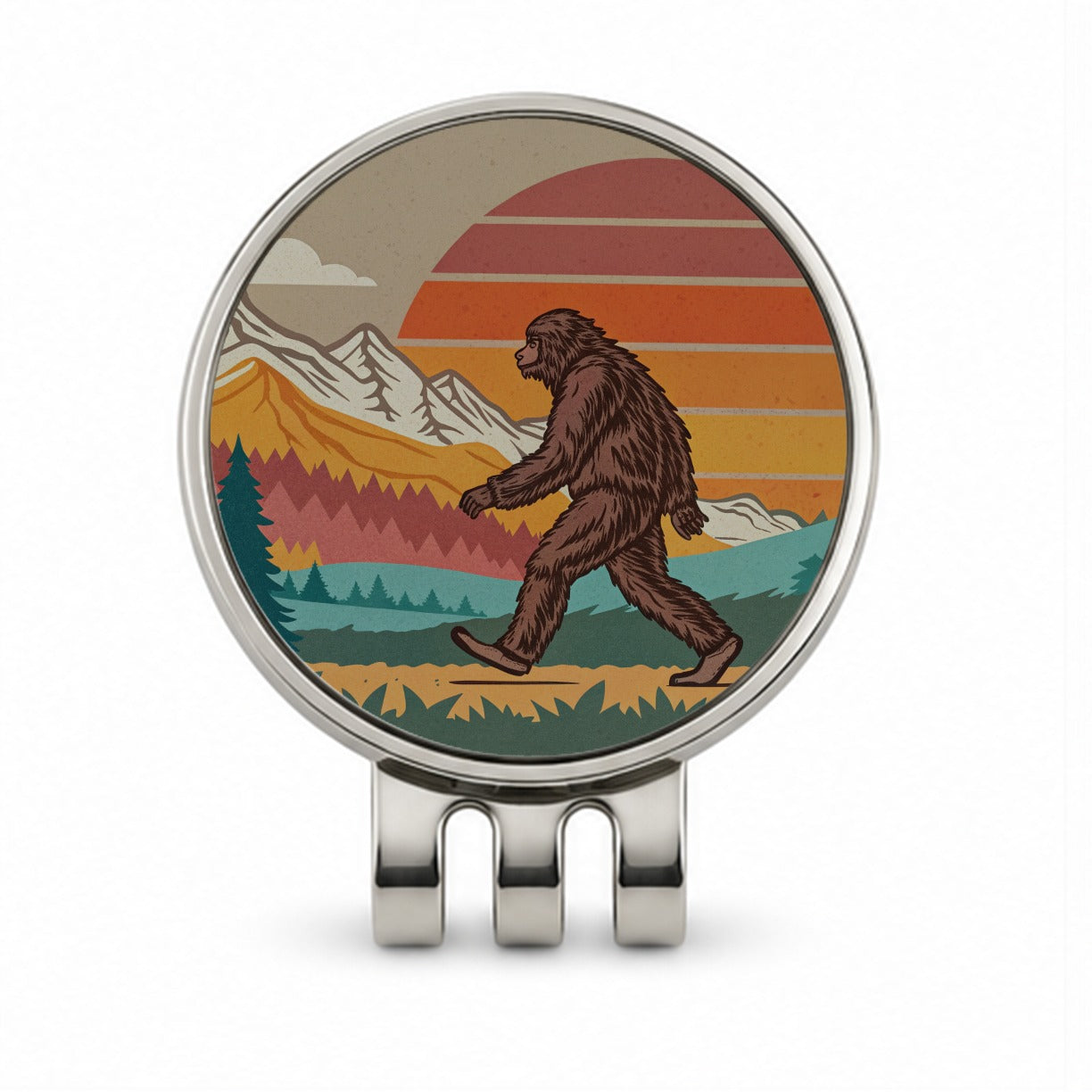 Funny Retro Sasquatch Bigfoot Walking Golf Hat Clip with Ball Marker