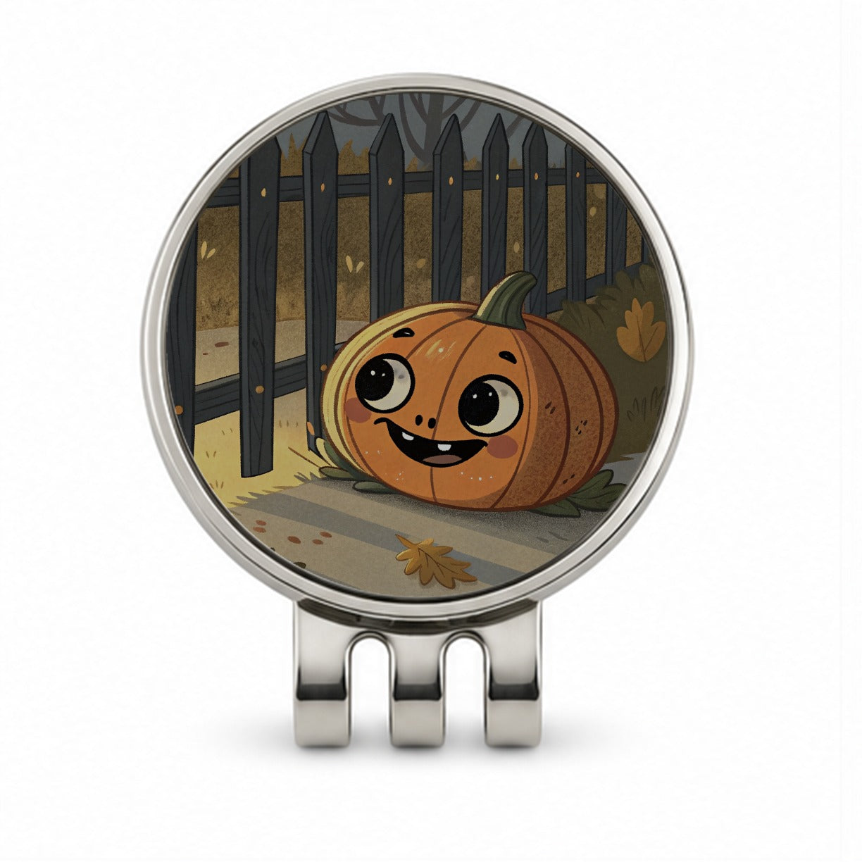 Halloween Pumpkin Jack O Lantern Fence Golf Hat Clip with Ball Marker