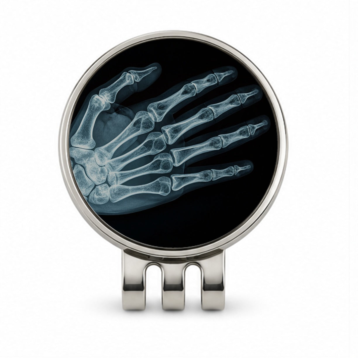 Hand X-Ray Radiograph Golf Hat Clip with Ball Marker