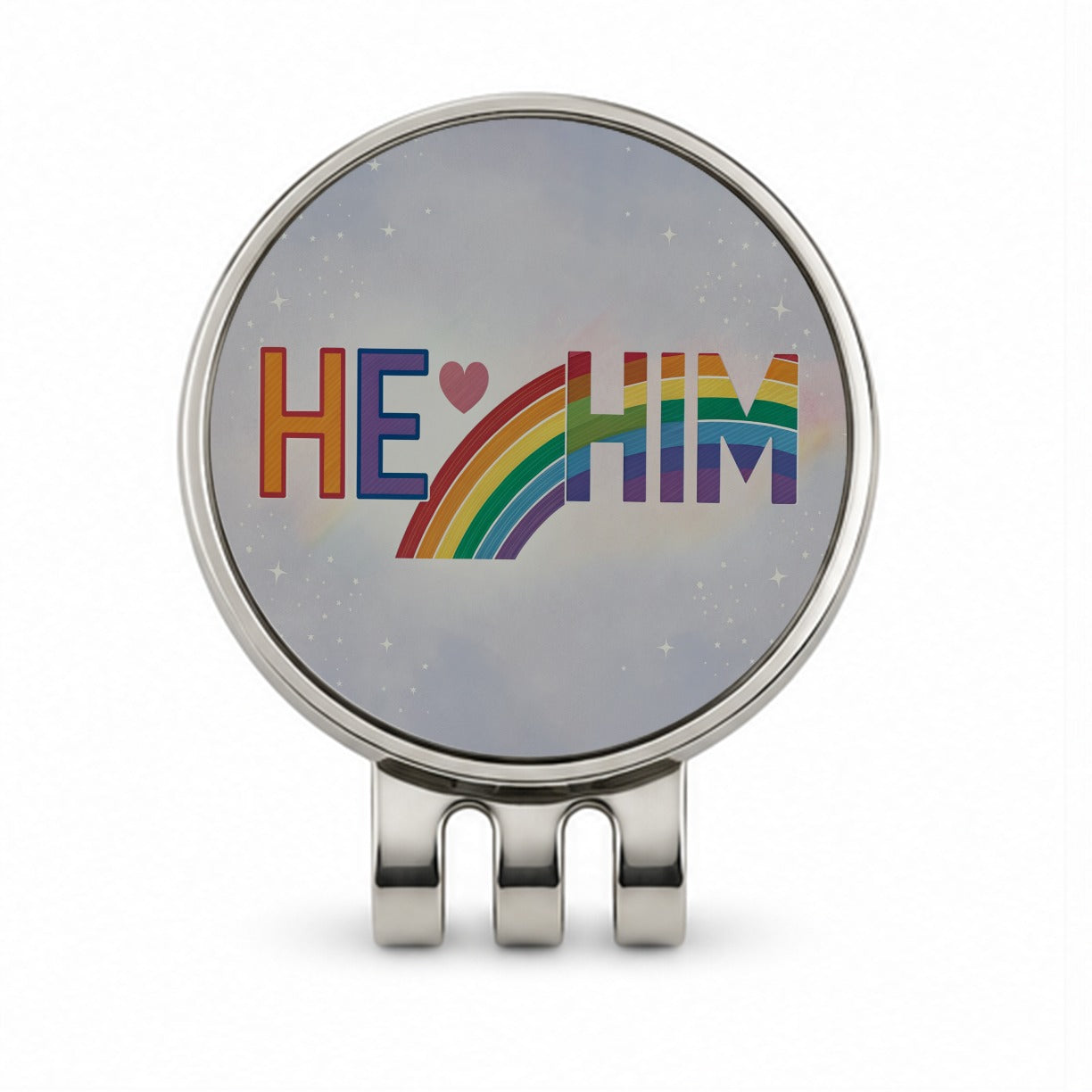 He Him Pride Love Golf Hat Clip with Ball Marker