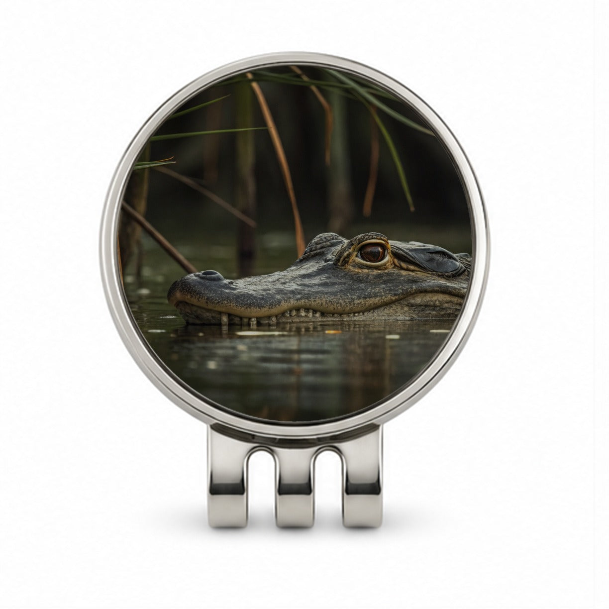 Hidden Alligator Nature Photo Golf Hat Clip with Ball Marker