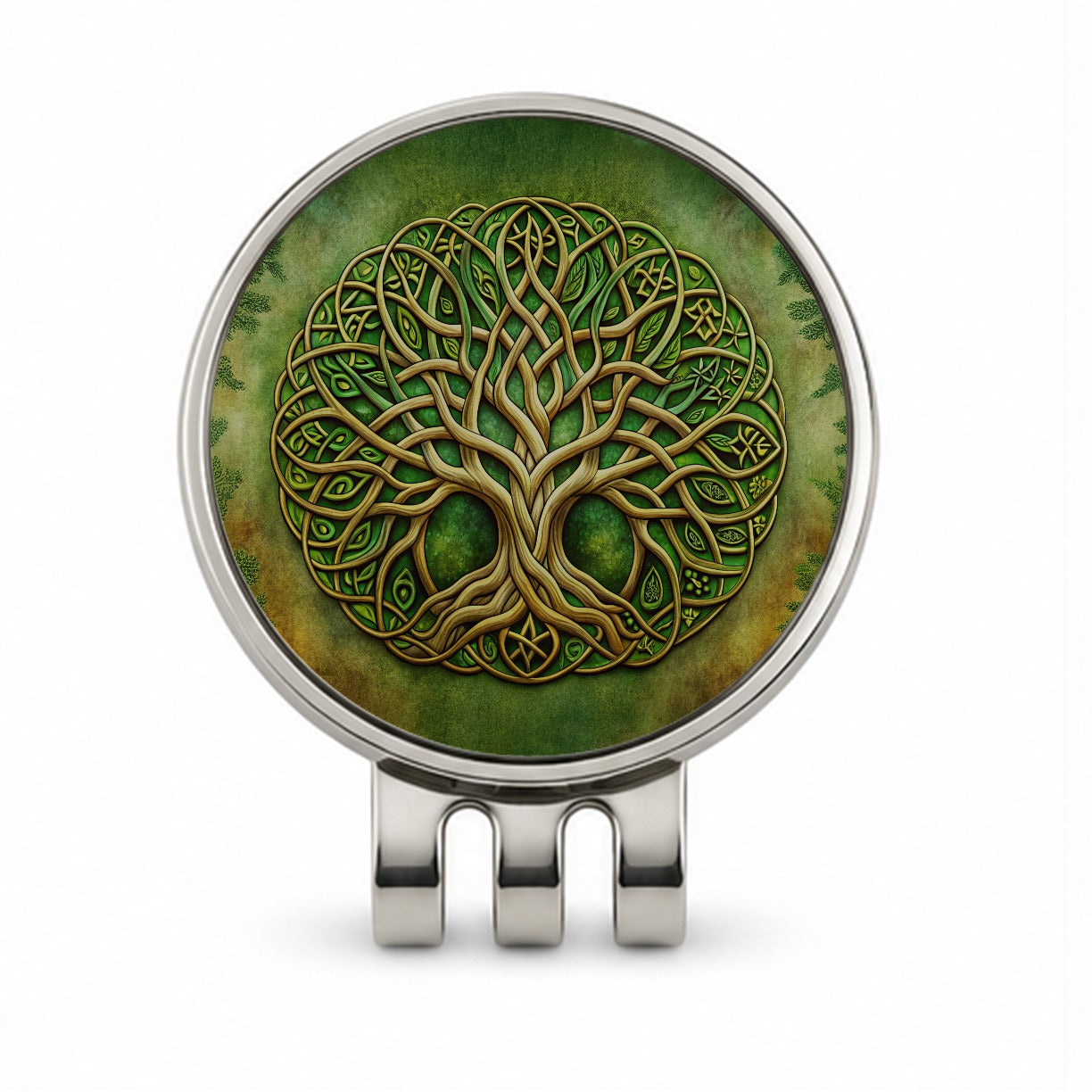 Irish Celtic Tree of Life Emblem Golf Hat Clip with Ball Marker
