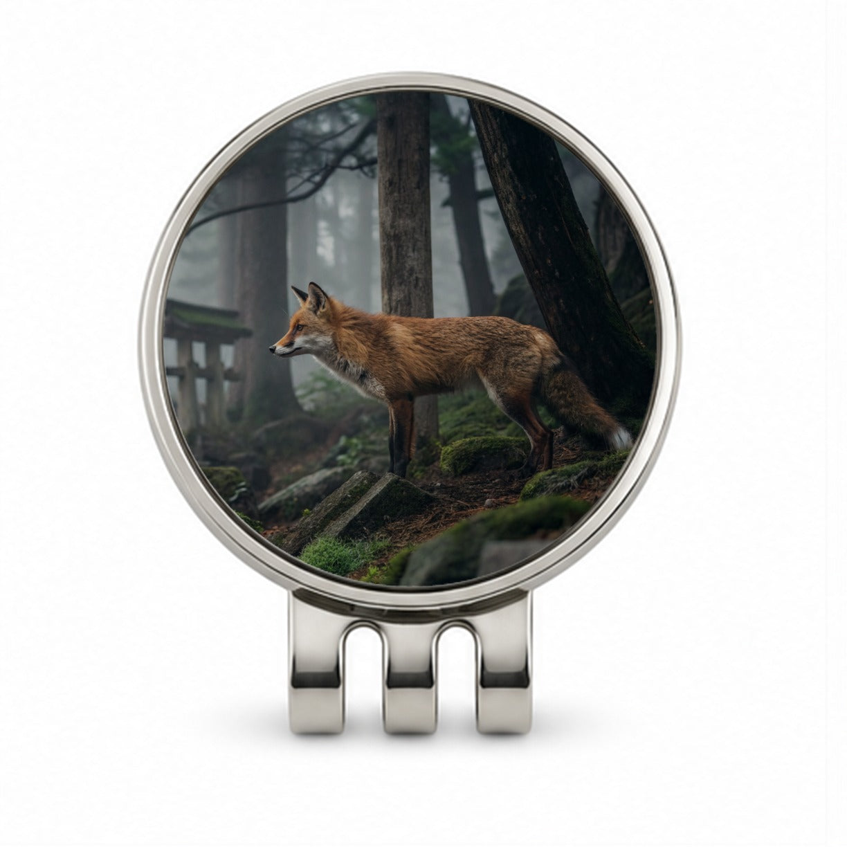Japanese Fox Woodland Golf Hat Clip with Ball Marker