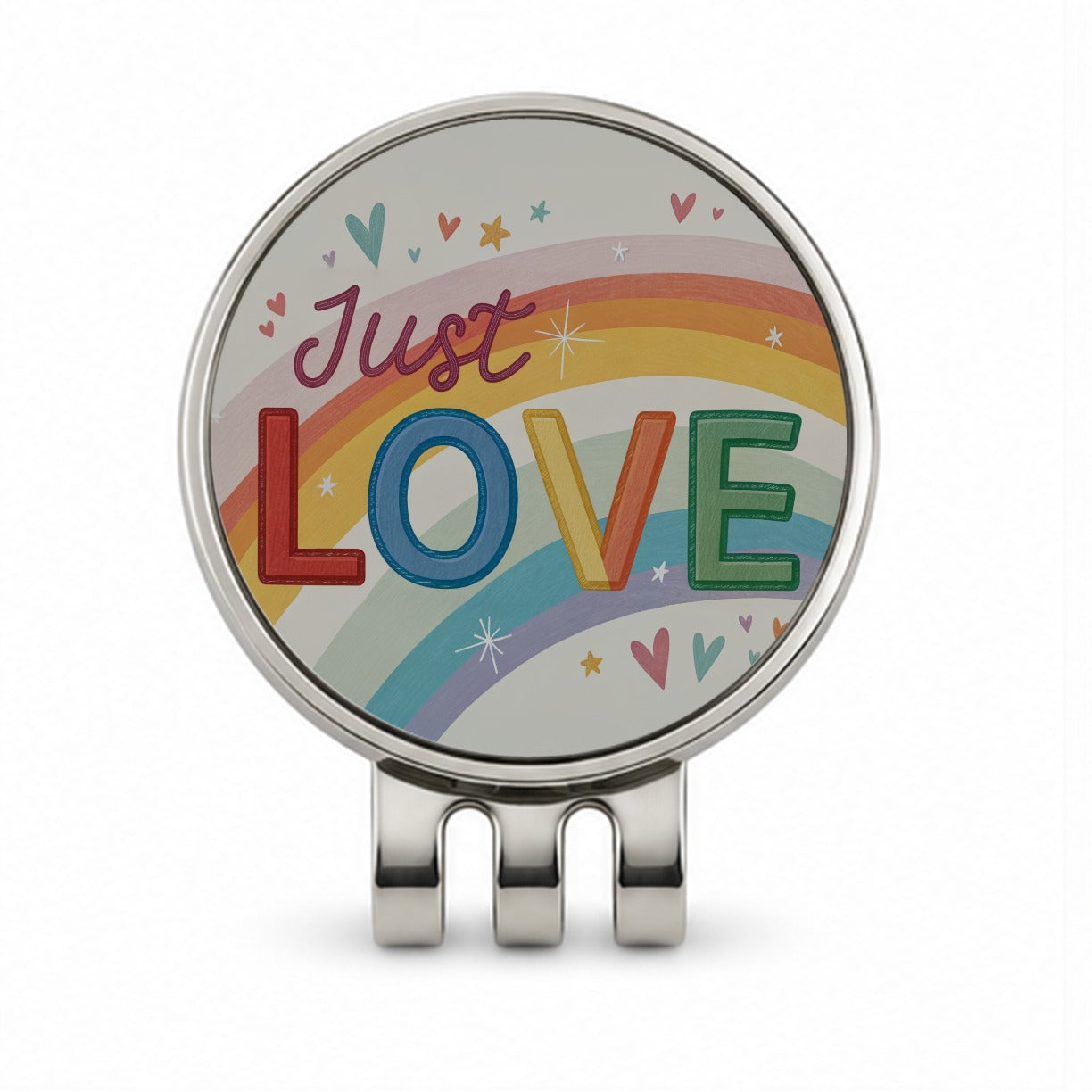 Just Love Rainbow Pride Golf Hat Clip with Ball Marker