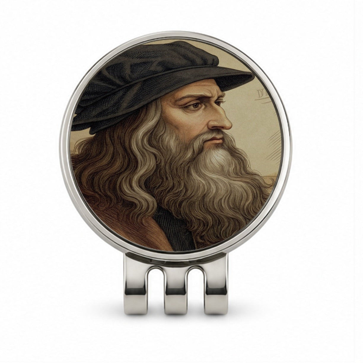 Leonardo da Vinci Inventor Golf Hat Clip with Ball Marker