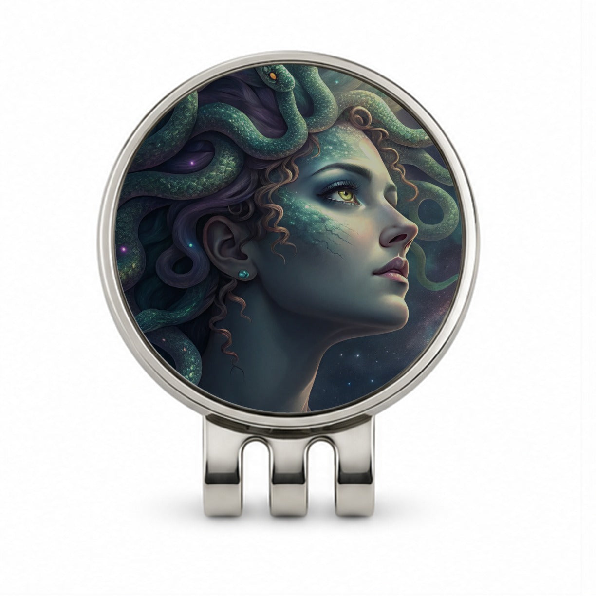 Medusa Moon Goddess Golf Hat Clip with Ball Marker
