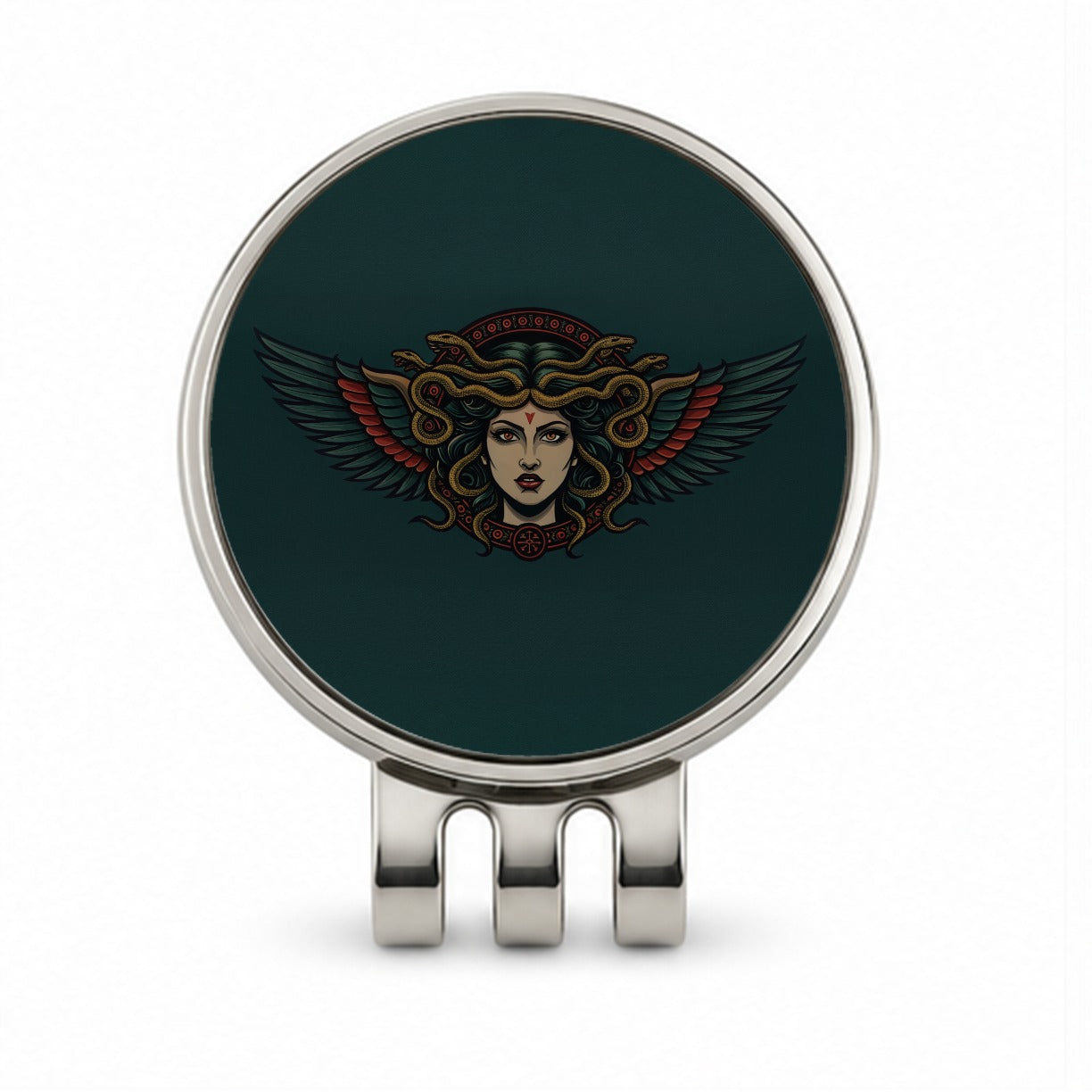 Medusa Mythological Snake Queen Golf Hat Clip with Ball Marker