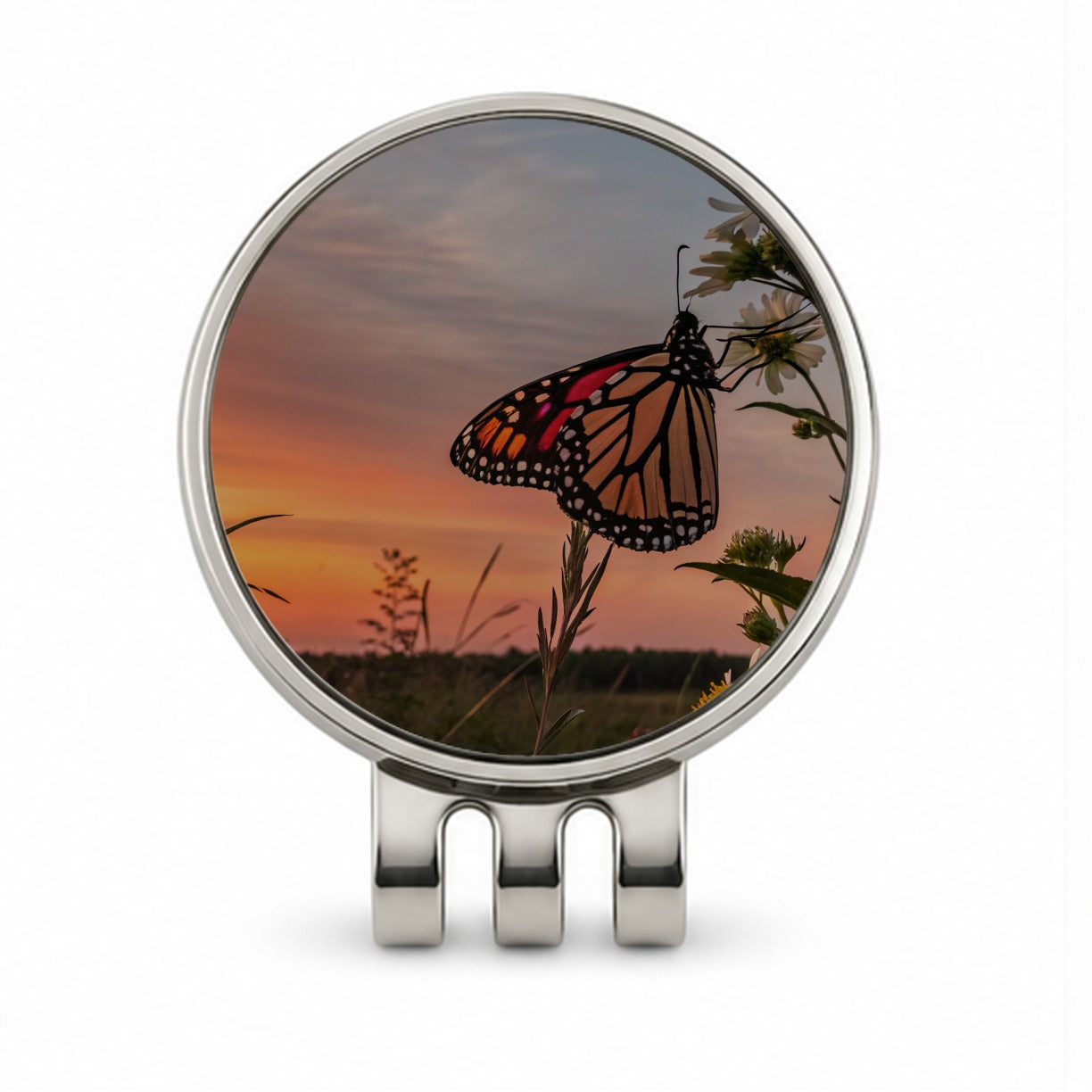 Monarch Butterfly At Sunset Golf Hat Clip with Ball Marker