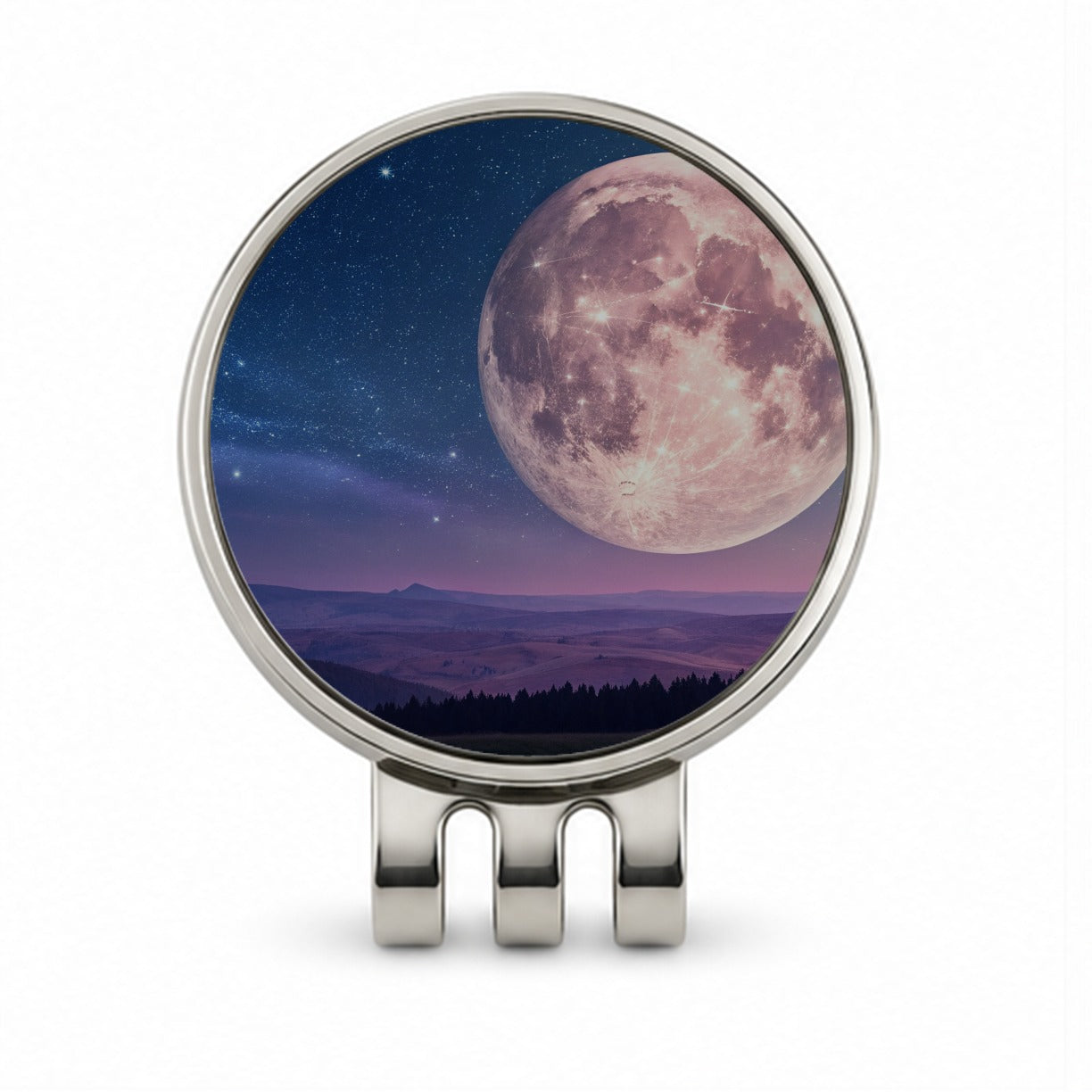 Pastel Moon At Night Golf Hat Clip with Ball Marker