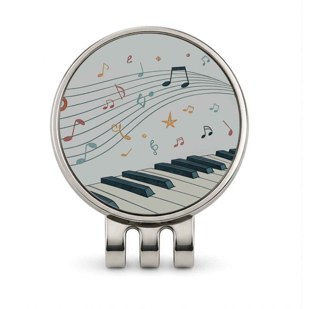 Piano Music Flow Golf Hat Clip with Ball Marker