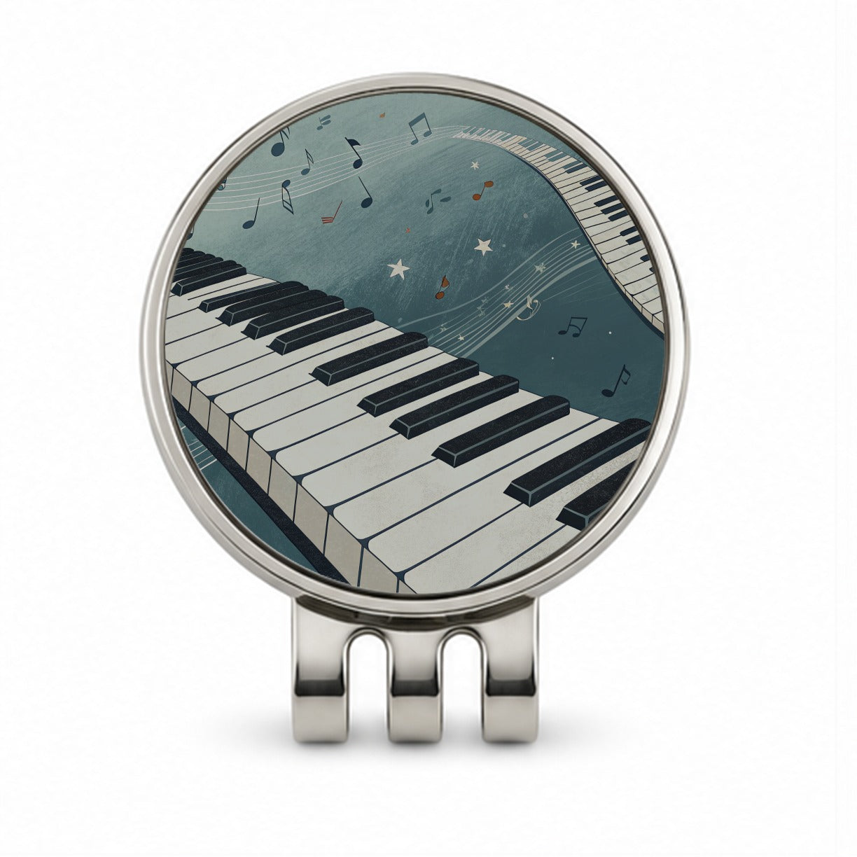 Piano Music Wave Golf Hat Clip with Ball Marker