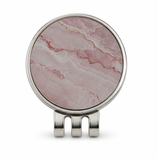 Pink Marble Pattern Golf Hat Clip with Ball Marker
