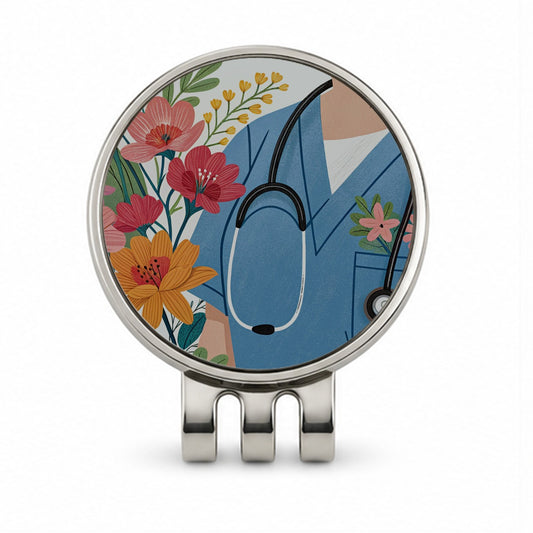 RN LVN Floral Nurse Golf Hat Clip with Ball Marker