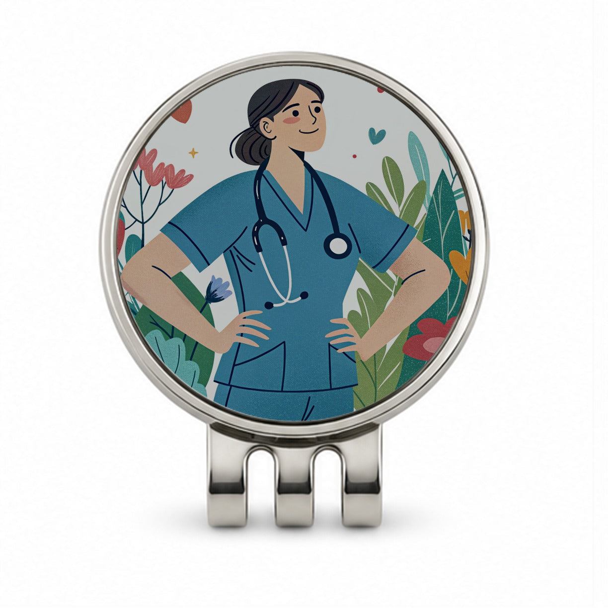 RN LVN Wildflower Nurse Golf Hat Clip with Ball Marker